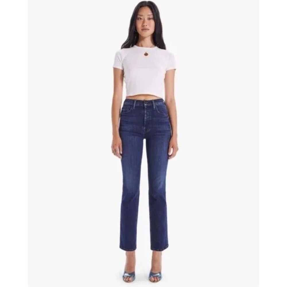 Mother Denim The Tripper Ankle High Waisted Jean in Mint Condition Dark Wash 28